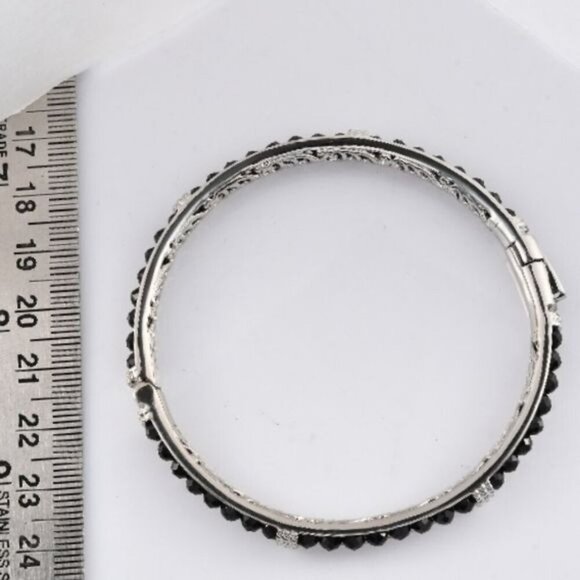 Thai Black Spinel ✦ Mystic Bangle Bracelet ✦ Platinum Bond 8" 18.65ctw NWT - Picture 4 of 8